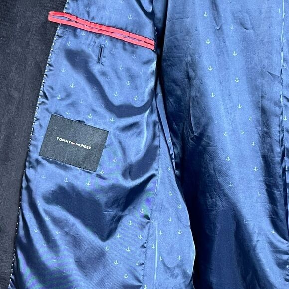 Tommy Hilfiger Vintage Corduroy double button Navy Blue Elbow Patch Size 44 - Picture 8 of 10
